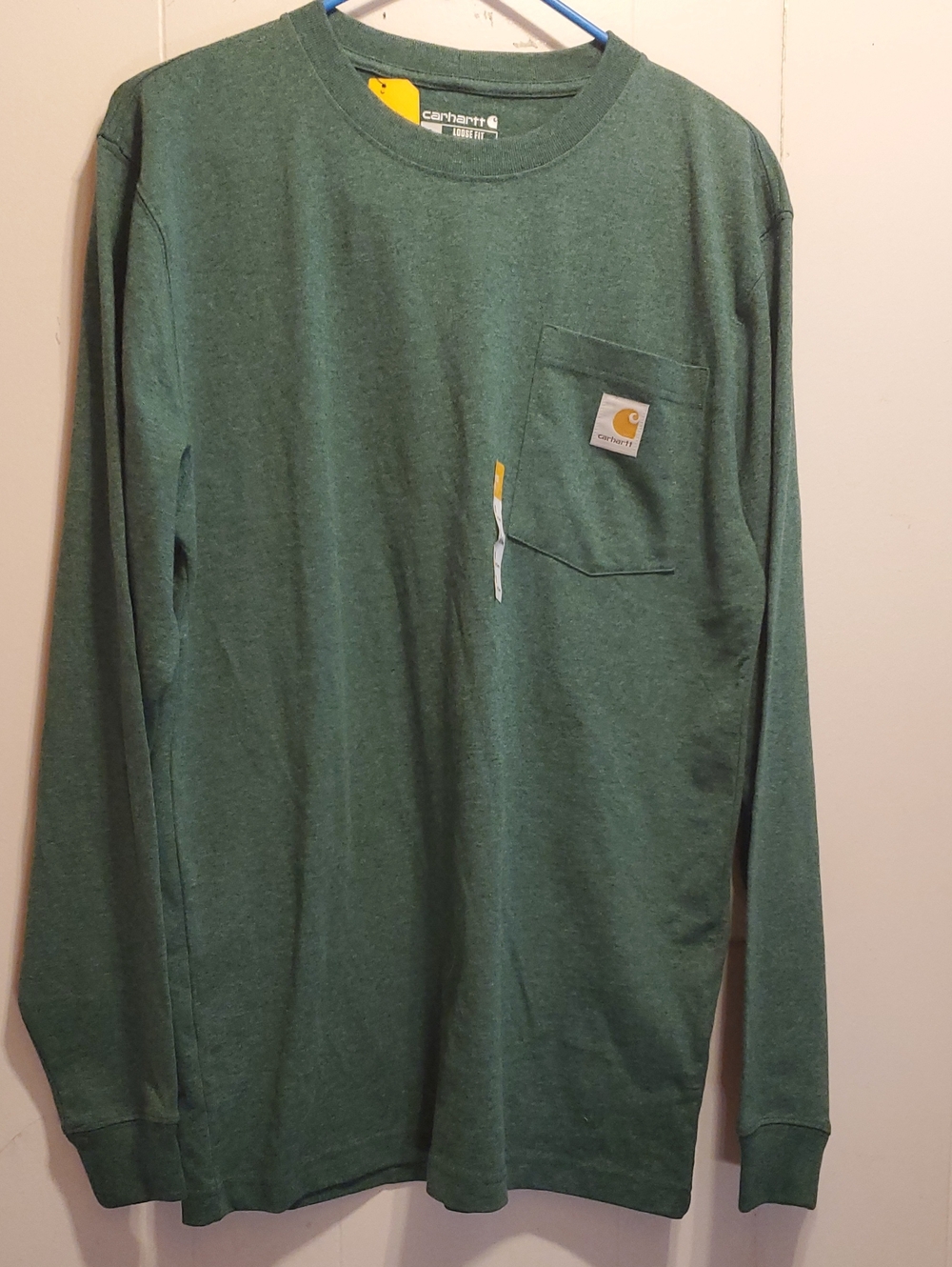 Carhartt Long Sleeve Pocket Tee Mens Heather Green Small New W/tags